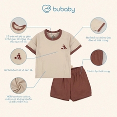 Bu Baby Bộ ngắn tay cổ tròn Bambus | Be 007 - Nâu san hô