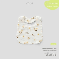 Yếm tròn bamboo màu trắng họa tiết bánh mì