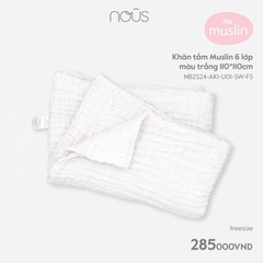 Nous - Khăn tắm Muslin 6 lớp màu trắng 110*110cm