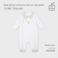 Body dài tay La Pomme mèo con ngộ nghĩnh - 0,3M Trắng xanh
