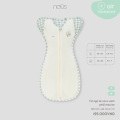 Nous Nhộng chũn kẻ caro xanh phối màu be S,M
