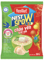 YenViet Nest Grow Bird's Nest Porridge For Kids – Minced Beef & Spinach [30 packs x 50gr/ Box]