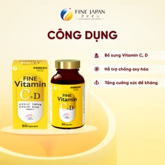 THỰC PHẨM BẢO VỆ SỨC KHỎE FINE VITAMIN C+D FINE JAPAN LỌ 60 VIÊN