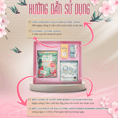 [Hộp quà Tết 2023] SAKURA TẾT VIÊN MÃN Fine Japan quà cho cả gia đình (Bột rau xanh, Vitamin CD, bổ não, canxi cá tuyết)