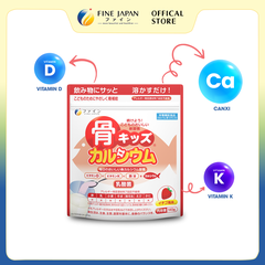 [Vị Dâu] Bột Canxi Cá Tuyết Fine Bone's Calcium For Kids FINE JAPAN bổ sung Canxi phát triển chiều cao gói 140g