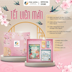 [Hộp quà Tết 2023] SAKURA TẾT VIÊN MÃN Fine Japan quà cho cả gia đình (Bột rau xanh, Vitamin CD, bổ não, canxi cá tuyết)