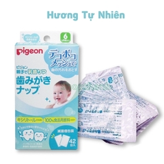 Giấy Lau Vệ Sinh Răng Lưỡi Pigeon 42 Tờ Cho Bé Từ 6 Tháng Tuổi - Nhật Bản