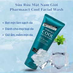 Sữa Rửa Mặt Nam Bạc Hà Mát Lạnh Pharmaact Cool Facial Wash Nhật Bản 130g – Làm Sạch Sâu, Giảm Nhờn, Ngừa Mụn