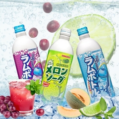 Nước Soda Sangaria Nhật Bản 500ml | Hương Vị Độc Đáo Vị Nho & Dưa Lưới Chuẩn Nhật - Giải Khát Sảng Khoái, Chất Lượng Cao Cấp
