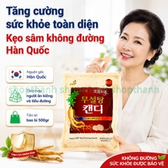 Kẹo Sâm Không Đường Hàn Quốc 500g Bổ Sung Năng Lượng, Tăng Đề Kháng Cho Người Ăn Kiêng Và Cao Tuổi