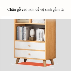 Giá sách kèm ngăn kéo lưu trữ đồ tiện dụng chất liệu gỗ MDF chống ẩm