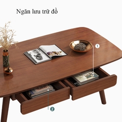 Bàn trà, bàn sofa màu óc chó có ngăn kéo lưu trữ đồ phong cách Nhật Bản mới lạ