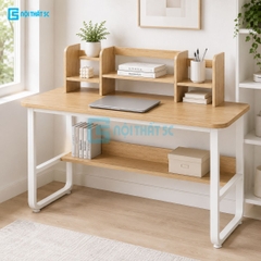 Bàn Học 1m2 Có Kệ Sách, Bàn Làm Việc Gỗ MDF Cao Cấp Khung Sắt Sơn Tĩnh Điện
