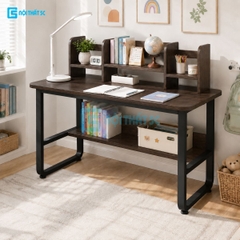 Bàn Học 1m2 Có Kệ Sách, Bàn Làm Việc Gỗ MDF Cao Cấp Khung Sắt Sơn Tĩnh Điện