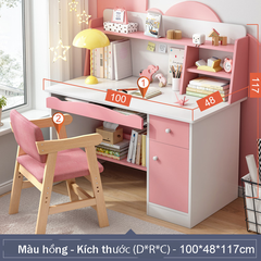 Bàn học sinh màu hồng, xanh gỗ công nghiệp cao cấp, bàn thông minh kèm kệ để sách vở, hộc tủ mẫu mới nhất