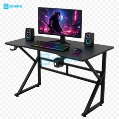 Bàn Gaming K Plus BH2002 2 thanh trợ lực, bàn làm việc kết nối 2 chân thanh giằng sắt kháng rung, bàn máy tính, bàn học khung sắt chân chữ K
