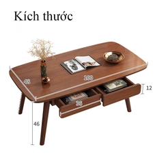 Bàn trà, bàn sofa màu óc chó có ngăn kéo lưu trữ đồ phong cách Nhật Bản mới lạ