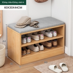 Kệ giày kiêm ghế ngồi 4 chân cao chất liệu gỗ MDF chống ẩm phong cách Bắc Âu