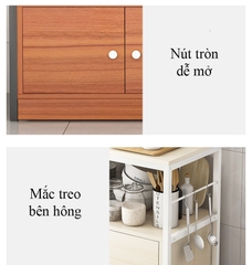 Tủ bếp, kệ để đồ nhà bếp gỗ MDF bền đẹp, khung sắt sơn tĩnh điện