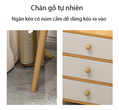 Bàn trang điểm chân gỗ tự nhiên chắc chắn kèm tủ lưu trữ đồ đa năng, bàn phấn đơn giản hiện đại có đèn LED cảm ứng