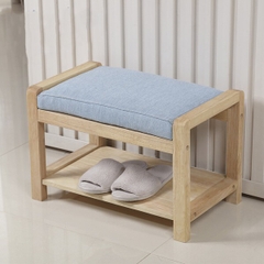 Ghế ngồi đi giày đơn giản, tiện lợi chân gỗ tự nhiên có nệm ngồi êm
