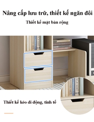 Bàn học tập làm việc lắp ghép kèm giá để sách tiện lợi, bàn máy tính gỗ MDF dễ lau chùi có hộc tủ lưu trữ đồ