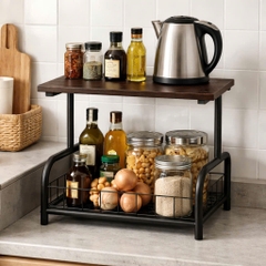 Kệ đa năng, kệ lò vi sóng khung thép, mặt gỗ K-983