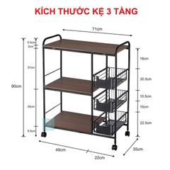 Kệ để lò vi sóng đa năng, kệ lò nướng, kệ gia vị 3-4 tầng cao cấp phủ sơn đen tích điện