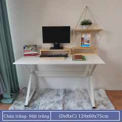 Bàn làm việc chữ K, bàn chân sắt mặt gỗ MDF kích thước 1m 1.2m