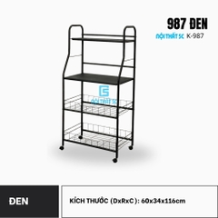 Kệ bếp 4 tầng khung thép sơn tĩnh điện có bánh xe, kệ đa năng để lò vi sóng nồi cơm điện đựng đồ đa năng hiện đại