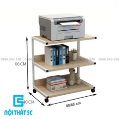 Kệ Sách Di Động Kệ Để Máy In Khung Thép Sơn Tĩnh Điện Mặt Gỗ Có Bánh Xe Di Chuyển Cố Định Bằng Chốt Lắp Ráp Dễ Dàng