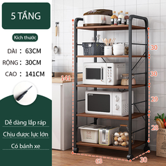 Kệ bếp, kệ để lò vi sóng 4-5 tầng có bánh xe di chuyển