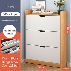 Tủ giày 3 cánh lật thông minh màu gỗ sáng sang trọng, tiện dụng, chất liệu gỗ MDF chống ẩm, chống xước