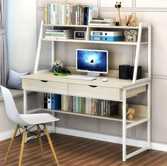Bàn làm việc, bàn học 2in1 kết hợp với giá sách hiện đại, trẻ trung, mặt bàn kích thước lớn