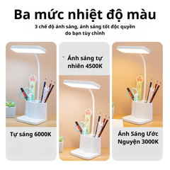 Đèn học để bàn đọc sách công tắc cảm ứng pin sạc màu trắng kích thước 45x15cm GD-1403