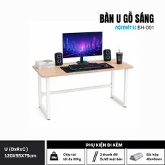 Chân U nâng cấp chân sắt 40x40mm mặt bo uốn cong kích thước 120cm 140cm