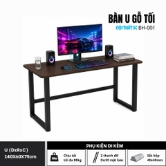 Chân U nâng cấp chân sắt 40x40mm mặt bo uốn cong kích thước 120cm 140cm