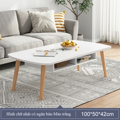 Bàn trà, bàn sofa chân cao gỗ tự nhiên vô cùng chắc chắn kèm ngăn để đồ tiện dụng