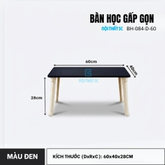 Bàn học gấp gọn mini mặt gỗ MDF cao cấp chân nhựa, bàn xếp gọn ngồi bệt học tập, làm việc tại nhà