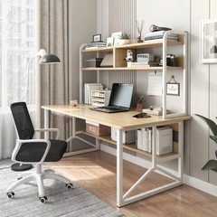 Bàn Học, Bàn Làm Việc Nội Thất 5C Kèm Giá Sách, Chân Sắt Sơn Tĩnh Điện 20x40mm, 25x25mm, Mặt Gỗ MDF Dày 15mm Hiện Đại BH-097
