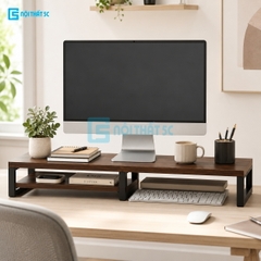 Kệ để máy tính laptop, kệ kê màn hình máy tính bằng gỗ MDF để bàn bo góc có ngăn