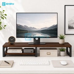 Kệ để máy tính laptop, kệ kê màn hình máy tính bằng gỗ MDF để bàn bo góc có ngăn