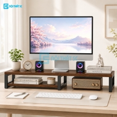 Kệ để máy tính laptop, kệ kê màn hình máy tính bằng gỗ MDF để bàn bo góc có ngăn