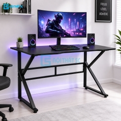 Bàn Gaming K Plus BH2002 2 thanh trợ lực, bàn làm việc kết nối 2 chân thanh giằng sắt kháng rung, bàn máy tính, bàn học khung sắt chân chữ K