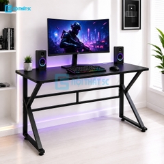 Bàn Gaming K Plus BH2002 2 thanh trợ lực, bàn làm việc kết nối 2 chân thanh giằng sắt kháng rung, bàn máy tính, bàn học khung sắt chân chữ K