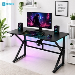 Bàn Gaming K Plus BH2002 2 thanh trợ lực, bàn làm việc kết nối 2 chân thanh giằng sắt kháng rung, bàn máy tính, bàn học khung sắt chân chữ K