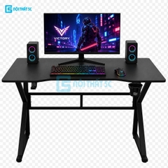 Bàn Gaming K Plus BH2002 2 thanh trợ lực, bàn làm việc kết nối 2 chân thanh giằng sắt kháng rung, bàn máy tính, bàn học khung sắt chân chữ K