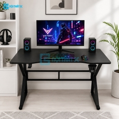 Bàn Gaming K Plus BH2002 2 thanh trợ lực, bàn làm việc kết nối 2 chân thanh giằng sắt kháng rung, bàn máy tính, bàn học khung sắt chân chữ K