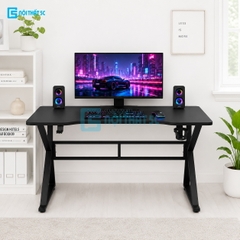 Bàn Gaming K Plus BH2002 2 thanh trợ lực, bàn làm việc kết nối 2 chân thanh giằng sắt kháng rung, bàn máy tính, bàn học khung sắt chân chữ K
