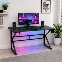 Bàn Gaming K Plus BH2002 2 thanh trợ lực, bàn làm việc kết nối 2 chân thanh giằng sắt kháng rung, bàn máy tính, bàn học khung sắt chân chữ K